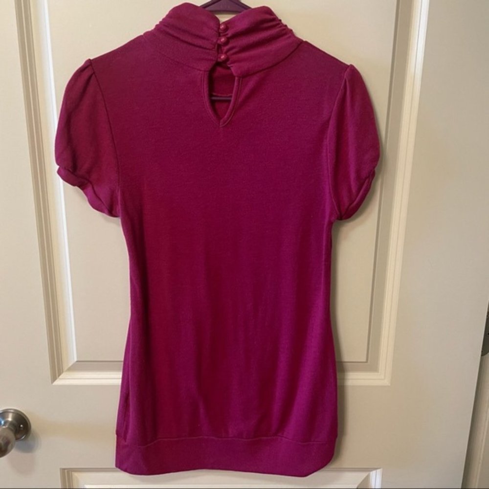 Active & Basic Magenta Short Turtle Neck L
